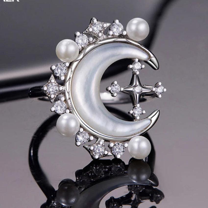 Crescent Moon Star Ring-MoonChildWorld