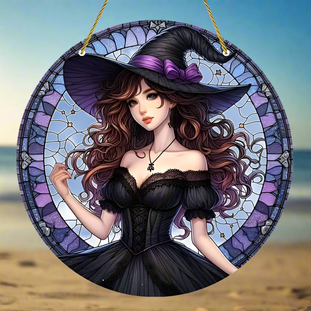 Mystic Witch Suncatcher For Halloween Witchy Window Hanging-MoonChildWorld