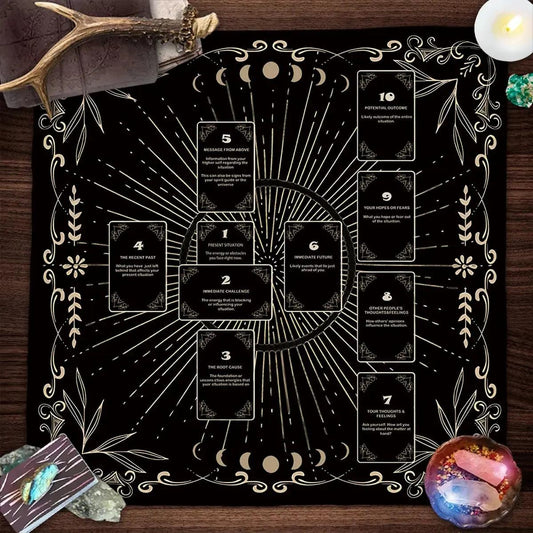 Moon Phases Wicca Altar Cloth Witch Tarot Tablecloth Lunar Moon Tarot Mat for Pagan Ritual Supplies