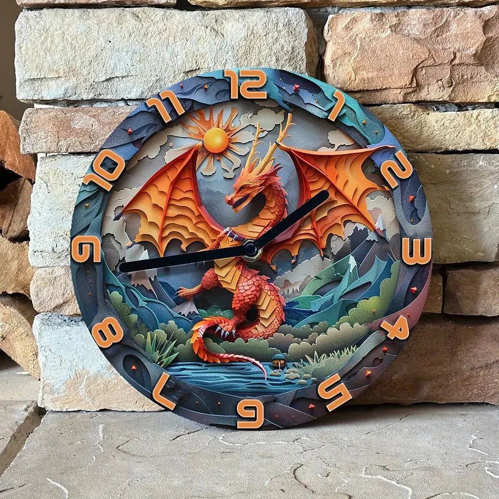 Mythical Dragon Wall Clock Vintage Decor-MoonChildWorld