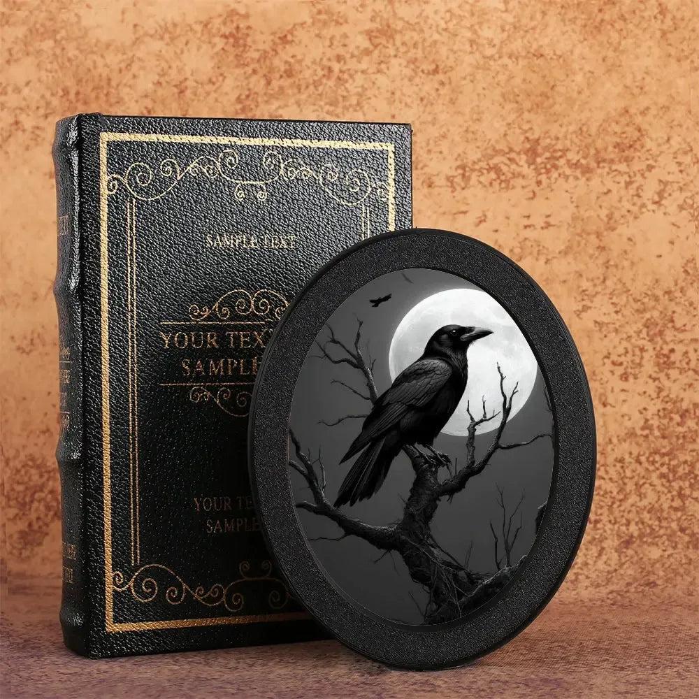 Vintage Gothic Crow Wall Art - Witchy Raven Gothic Wooden Oval Frame Halloween Wall Decoration-MoonChildWorld