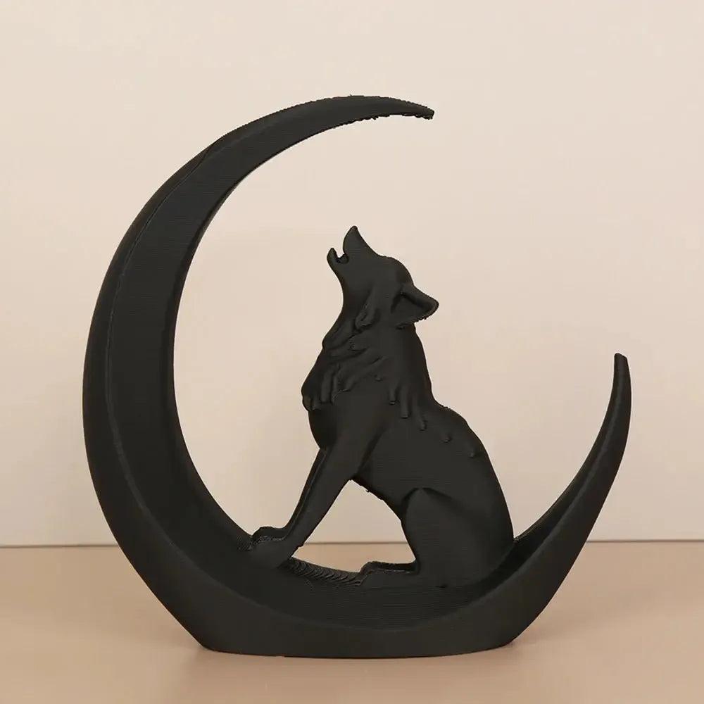 Dark Style Moon Wolf Figurine Gothic Home Decoration-MoonChildWorld