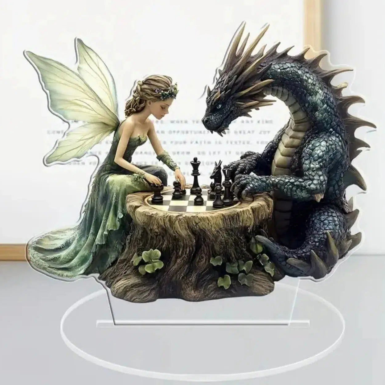 Fairy Elf & Dragon 2D Flat Acrylic Table Ornament Pagan Elves Desk Ornament Wicca Home Decor-MoonChildWorld