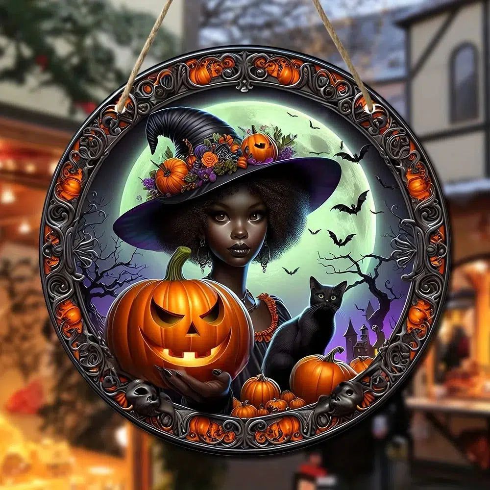 Dark Witch Acrylic Sign For Halloween Witchy Window Hanging-MoonChildWorld