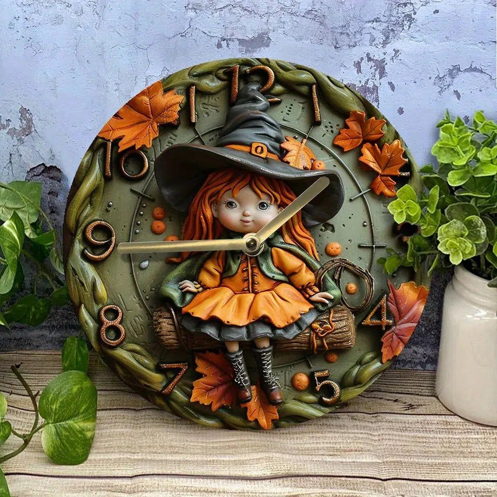 Cute Witch Wall Clock Mystic Witch Home Decor-MoonChildWorld