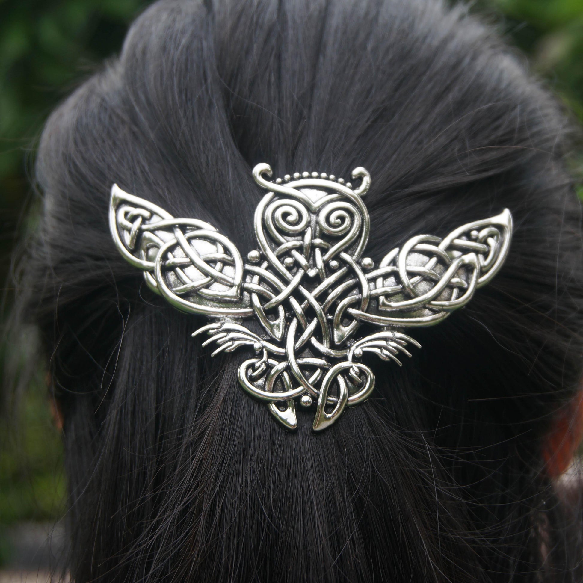 Gothic Witch Celtic Owl Hair Clip Pagan Hair Jewelry-MoonChildWorld