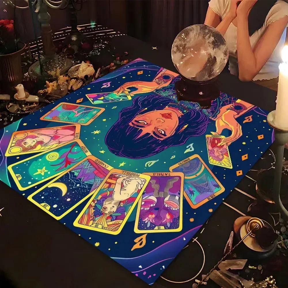 Mystic Witch Tarot Tablecloth Pagan Altar Cloth Wicca Divination Cloth-MoonChildWorld