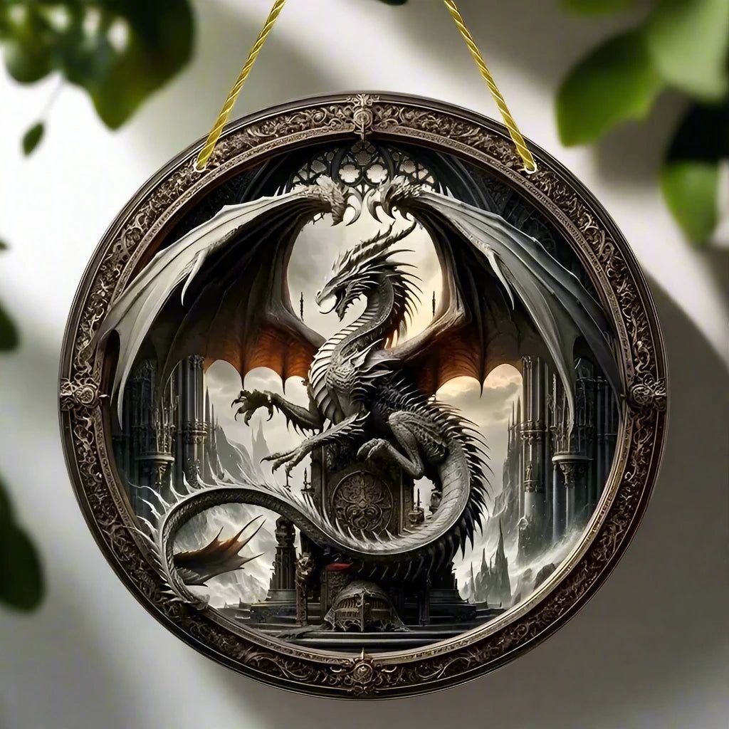 Dragon Wooden Sign Mythical Dragon Hanging Sign-MoonChildWorld