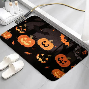 Spooky Halloween Doormat - Cute Ghost, Pumpkin Design Gothic Witch Home Decor