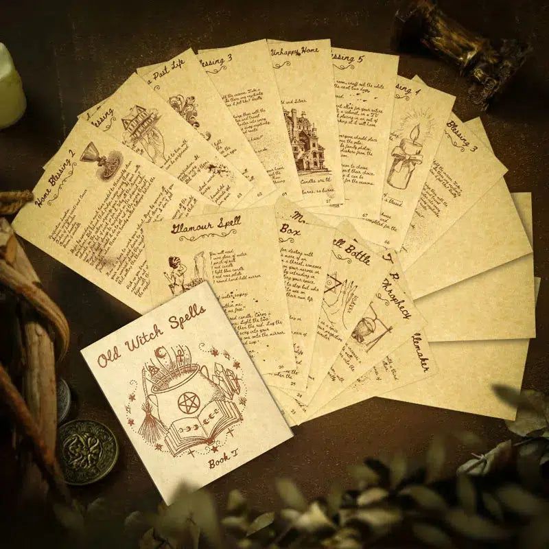 67 Pages Witch Spells 49 Printable Spells Writing Paper of Old Witchcraft Handwritten Wicca Spellbook-MoonChildWorld