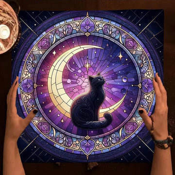 Witchy Cat Tarot Tablecloth Wicca Altar Cloths Witchcraft Divination Tarot Table Cloth-MoonChildWorld