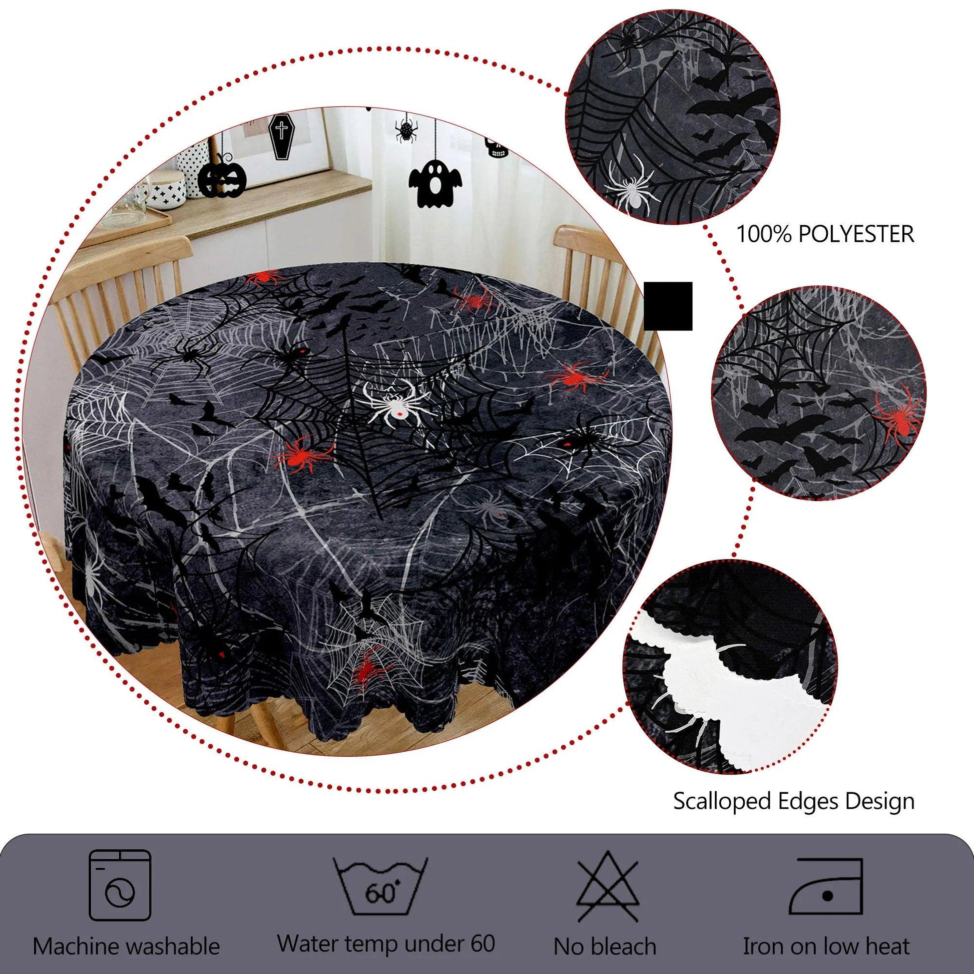 Witch Halloween Tablecloth - Spider Web Gothic Table cloth-MoonChildWorld