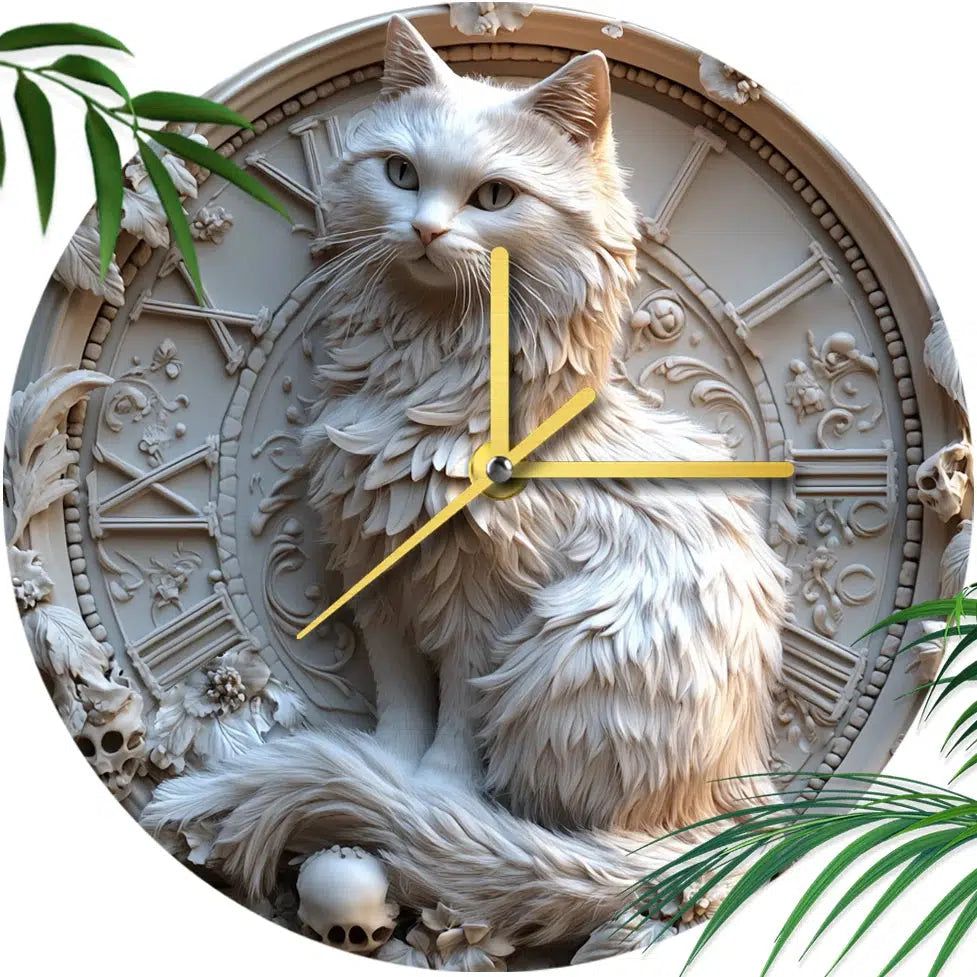 British Longhair Cat Wall Clock for Cat Lovers-MoonChildWorld