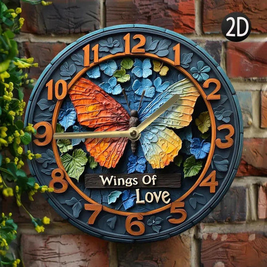 Wall Clock with Butterfly Design - Boho Butterfly Metal Clock