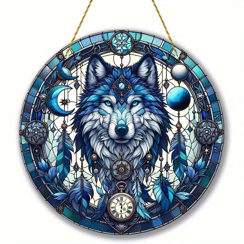 Spirit Wolf Suncatcher Wolf Acrylic Sign Wolf Window Decor-MoonChildWorld