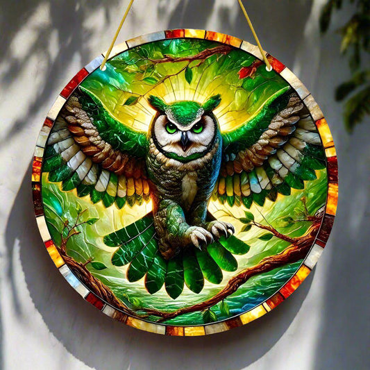 Spirit Owl Suncatcher Forest Owl Acrylic Sign Owl Window Hanging