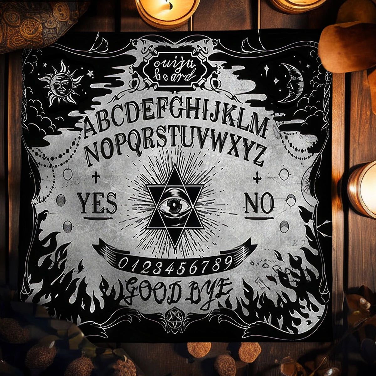 Ouija Board Tarot Card Tablecloth Wicca Altar Cloths Mystical Pagan Tablecloth-MoonChildWorld