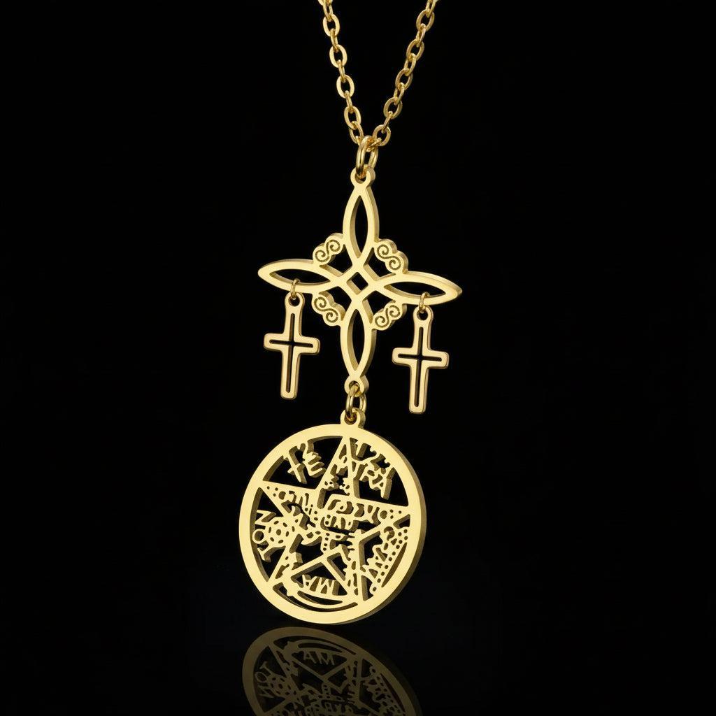Cross Witch Celtic Knot Pentacle Tetragrammaton Necklace Witchcraft Jewelry-MoonChildWorld
