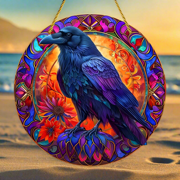 Dark Crow Window Art Black Raven Suncatcher Gothic Hanging Ornament