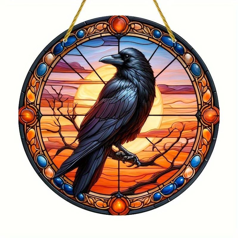 Dark Raven Gothic Suncatcher Crow Window Decor Whimsical Crow Decor Crow Suncatcher-MoonChildWorld