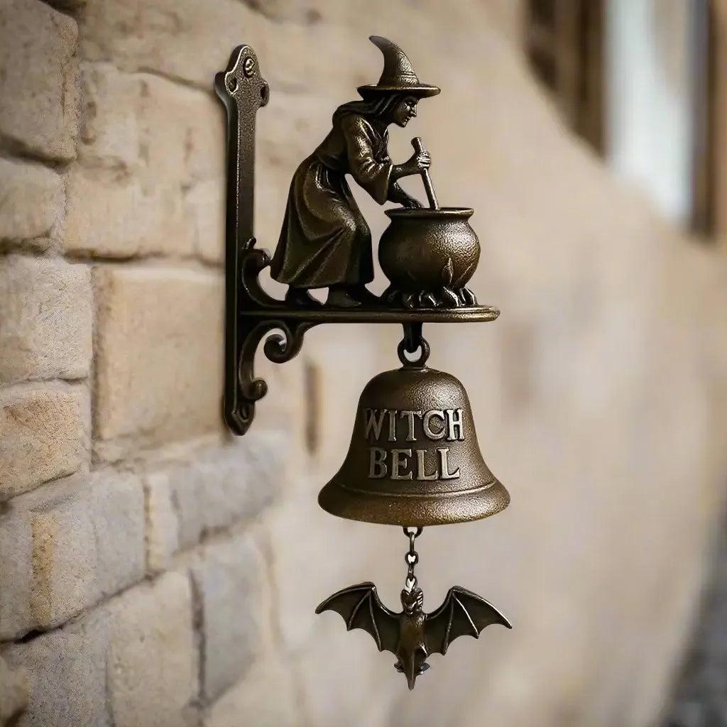 Spooky Halloween Witch Door Bell Vintage Style Shopkeepers Bell Metal Door Chime - Gothic Bell for Witchy Home Front Door-MoonChildWorld