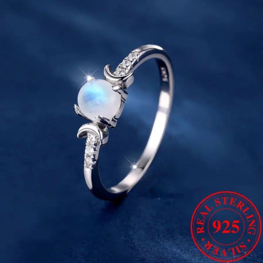 Wicca Triple moon opal ring-MoonChildWorld