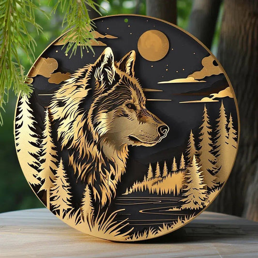 Spirit animal Moon Wolf Metal sign Witchy Home decor