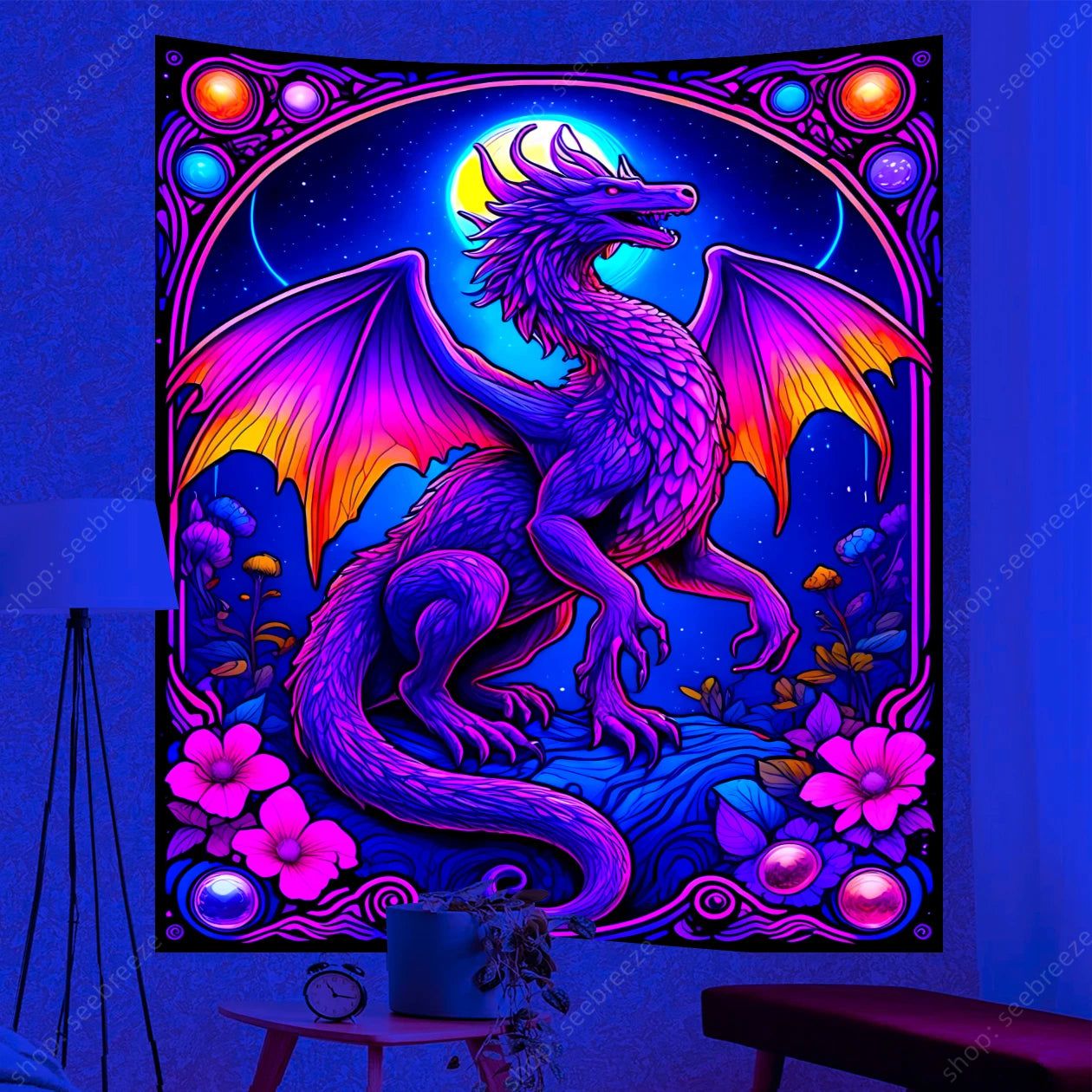 Spirit Animal UV Reactive Tapestry Psychedelic Animal Wall Tapestry for Aesthetic Room Decor-MoonChildWorld