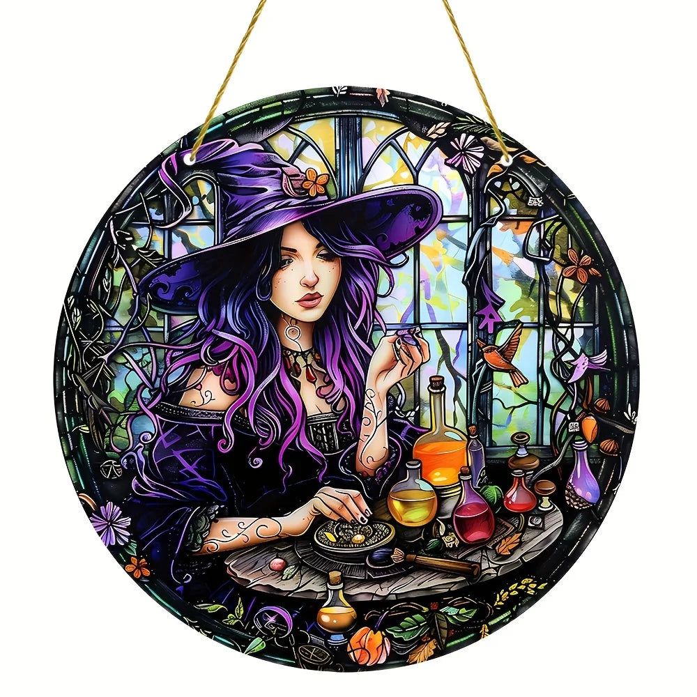 Mystic Witch Suncatcher Halloween Acrylic Sign Window Decor-MoonChildWorld