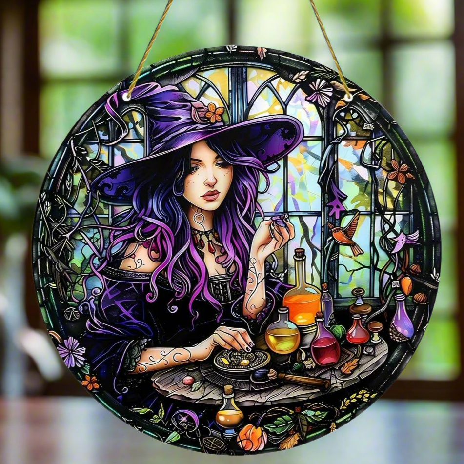 Mystic Witch Suncatcher Halloween Acrylic Sign Window Decor-MoonChildWorld