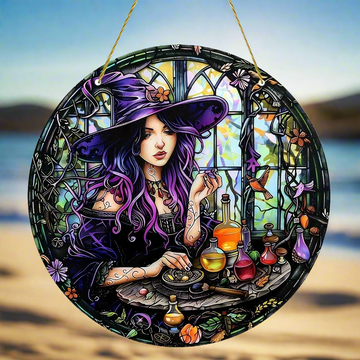 Mystic Witch Suncatcher Halloween Acrylic Sign Window Decor-MoonChildWorld