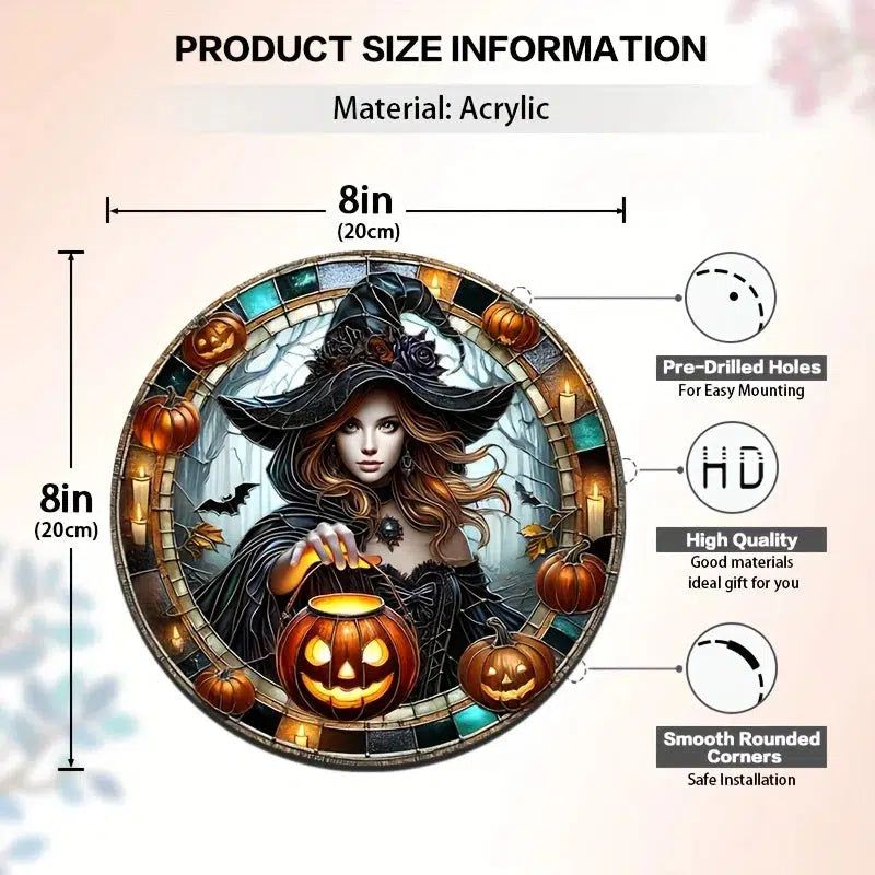 Jack O' Lantern Witch Suncatcher Halloween Window Hanging Decor-MoonChildWorld