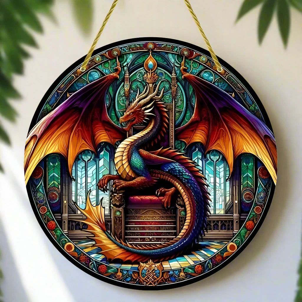 Dragon Wooden Sign Mythical Dragon Hanging Sign-MoonChildWorld