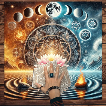 Mystical Mandala Moon Phases Wicca Altar Cloth - Witchcraft Tarot Tablecloth for Reading Divination