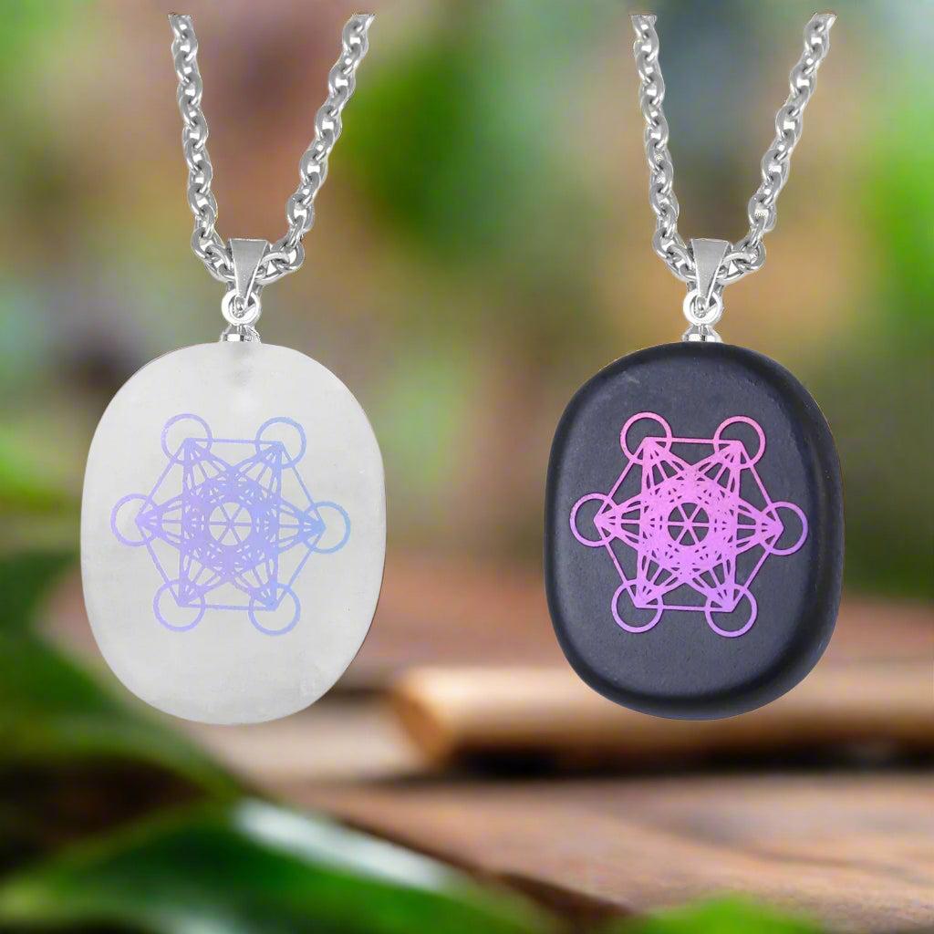 Natural Stone Necklace Obsidian Sun Moon Viking Constellations Metatron Chakra Reiki Spiritual Protection Necklace-MoonChildWorld
