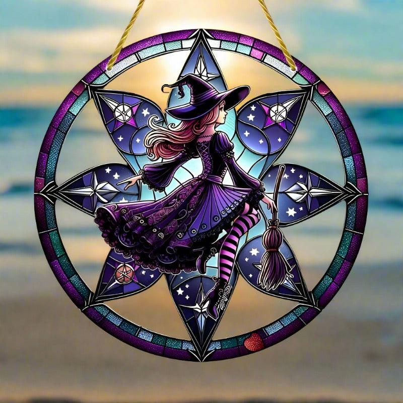 Witch Suncatcher Gorgeous Witch Acrylic Window Decoration Witchy Window Hanging-MoonChildWorld