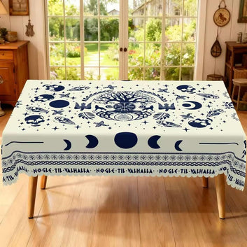 Viking Rune Tree of Life Tablecloth for Wicca Pagan Home Decor