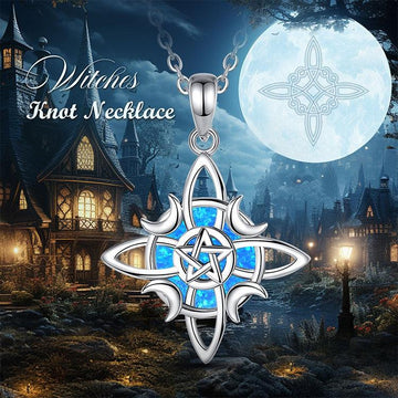 Moon Pentagram Celtic Knot Wicca Necklace Witch Jewelry-MoonChildWorld