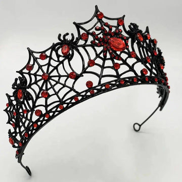 Gothic Spider Crystal Crown Witchy Tiaras for Halloween - Witch Hair Accessories-MoonChildWorld