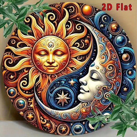 Celestial Sun Moon Metal Sign