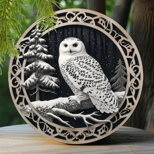 Snowy Owl Metal Sign Mystical Home Decor