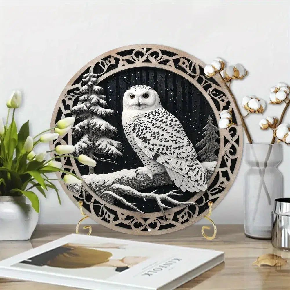 Snowy Owl Metal Sign Mystical Home Decor-MoonChildWorld