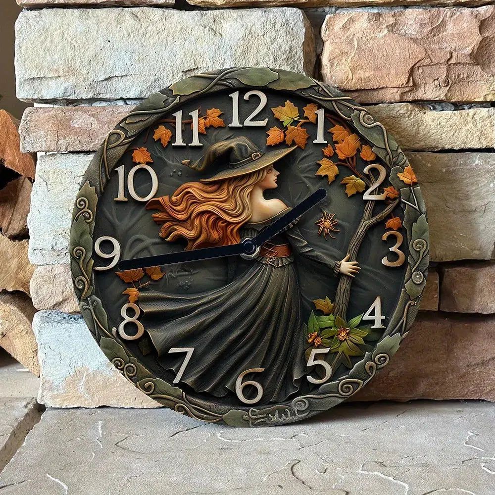 Autumn Witch Wall Clock Gothic Wall Clock-MoonChildWorld