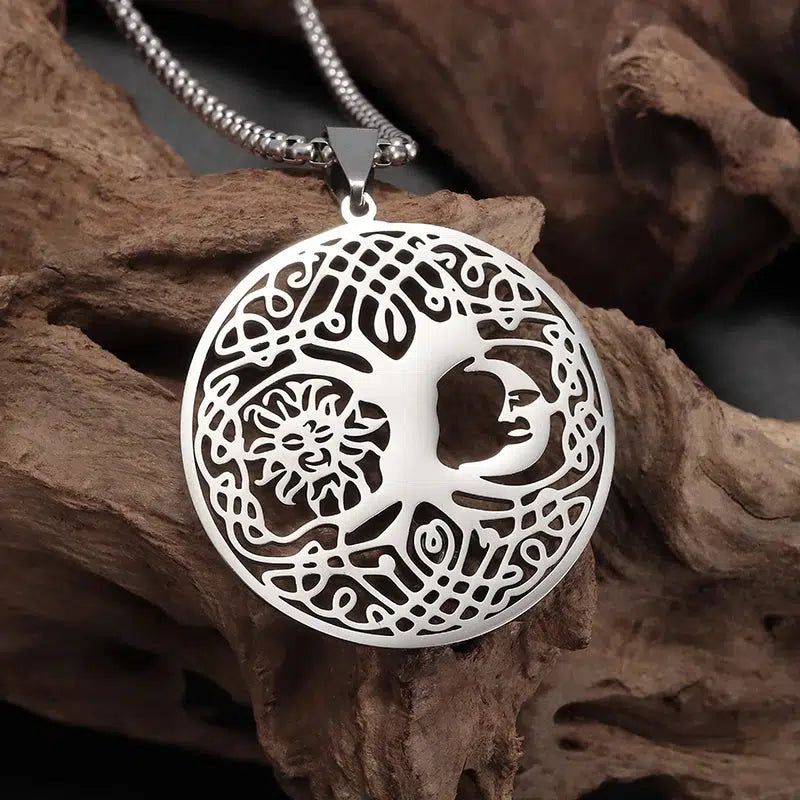 Celtic Knot Sun Moon Tree of Life Necklace Wicca Pagan Jewelry-MoonChildWorld