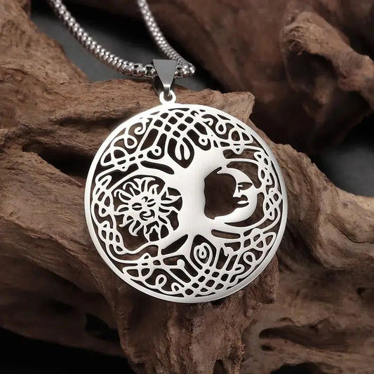 Celtic Knot Sun Moon Tree of Life Necklace Wicca Pagan Jewelry
