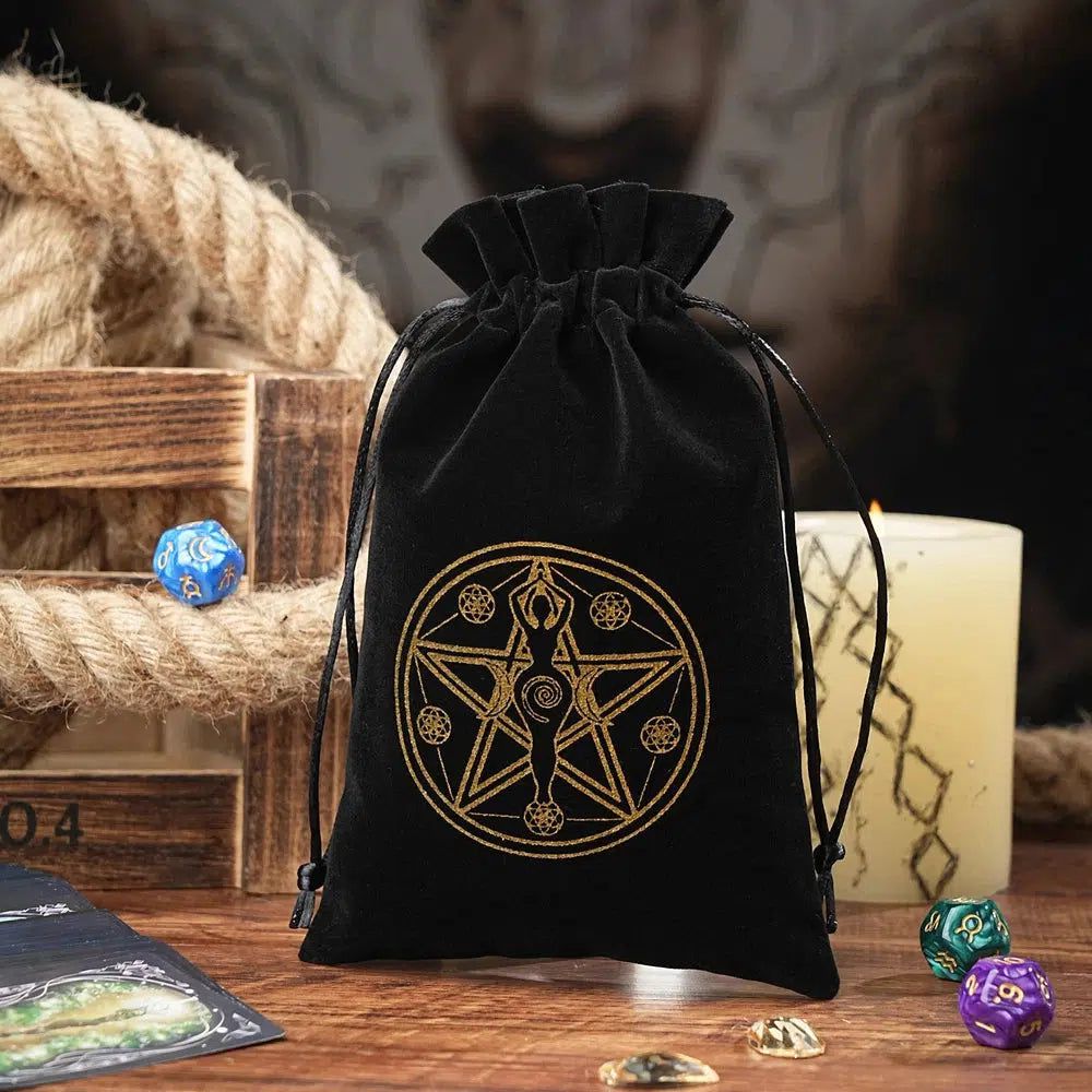 Black Velvet Tarots Cards Storage Bag-MoonChildWorld