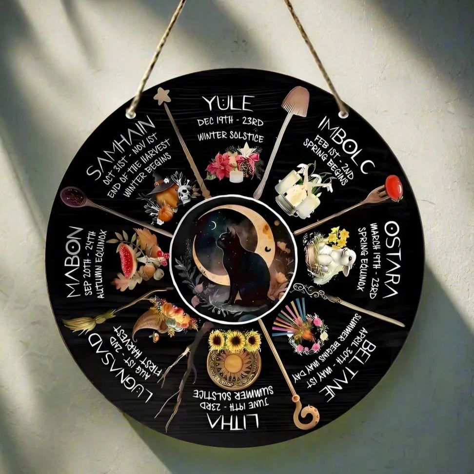 Magical Wheel of Year Pagan Festival Sign Pagan Calendar Wooden Sign-MoonChildWorld