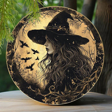 Gothic Witch Metal Sign Halloween Decor-MoonChildWorld