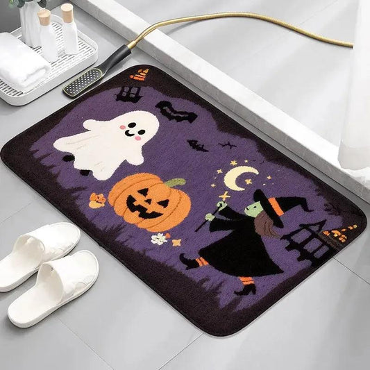 Spooky Halloween Doormat - Cute Ghost, Pumpkin Design Gothic Witch Home Decor