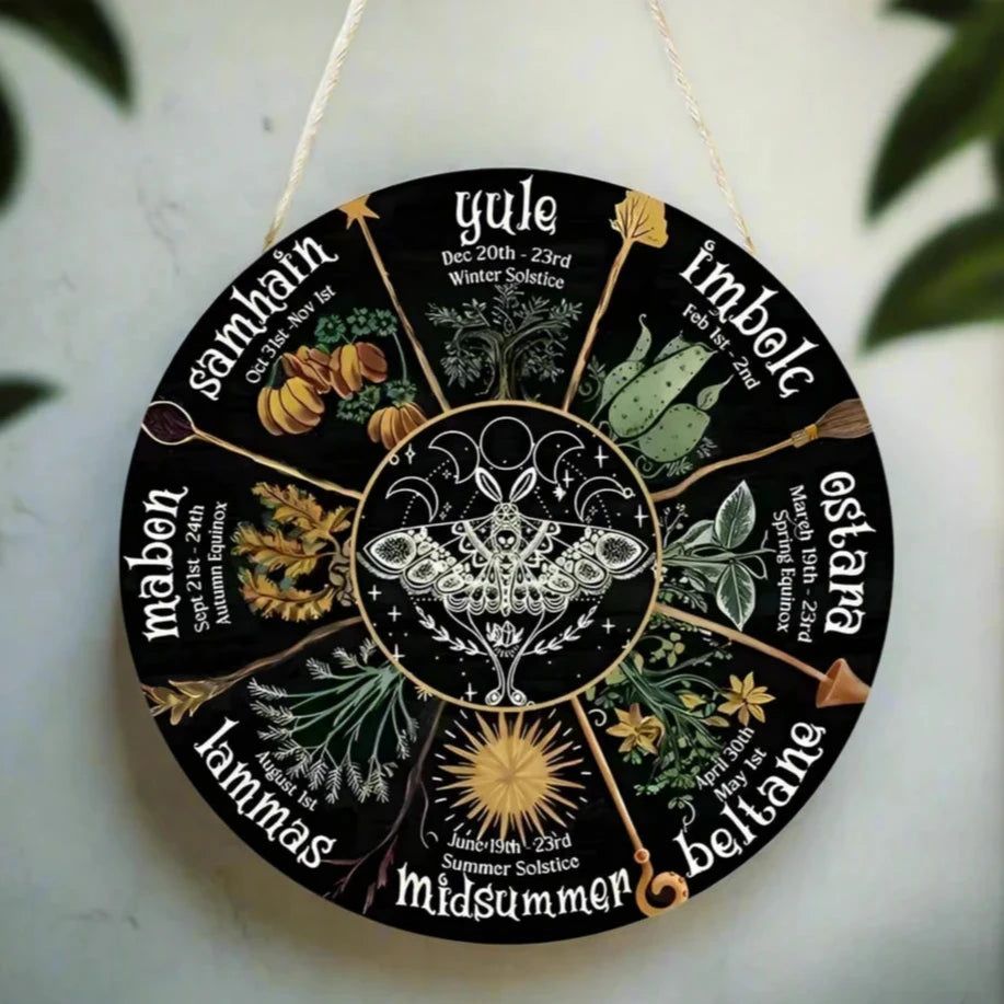 Magical Wheel of Year Pagan Festival Sign Pagan Calendar Wooden Sign-MoonChildWorld